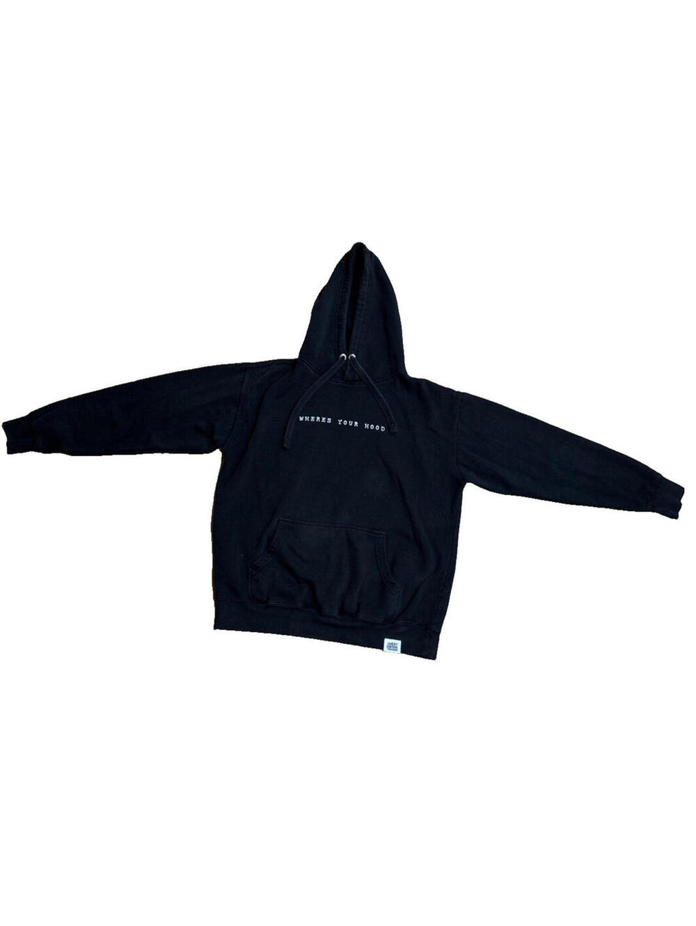 West Bank Hoodie Wheres Your Hood Washed Black Pullover Heavyweight Size L Large